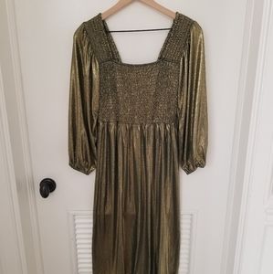 Baltic Born SugarLips Astro smocked gold midi dress small